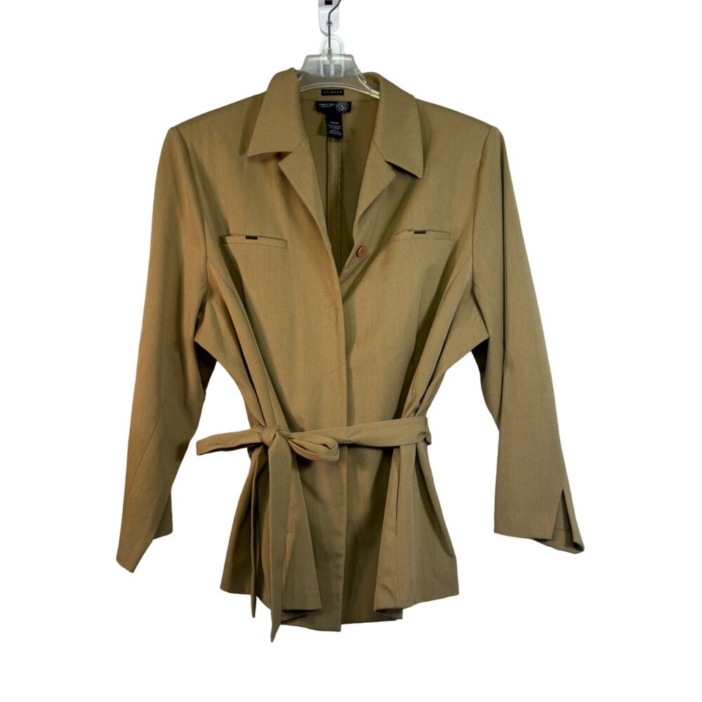 Venezia Jeans Women's Tan Belted Blazer Jacket 22/24 Stretch